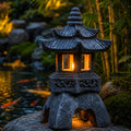 Solar Pagoda Garden Lantern, Japanese Style Outdoor LED Light, Resin Landscape Decor, Waterproof Yard Pathway Lamp, Zen Ornament,Solar Light