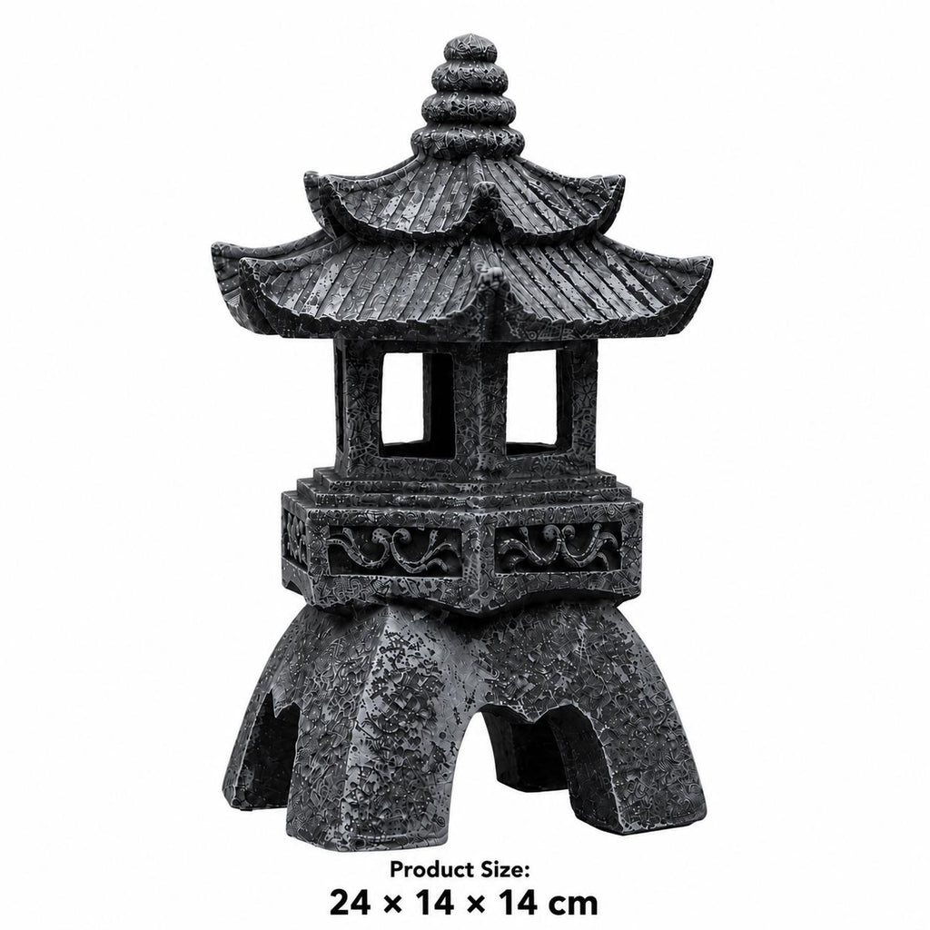 Solar Pagoda Garden Lantern, Japanese Style Outdoor LED Light, Resin Landscape Decor, Waterproof Yard Pathway Lamp, Zen Ornament,Solar Light