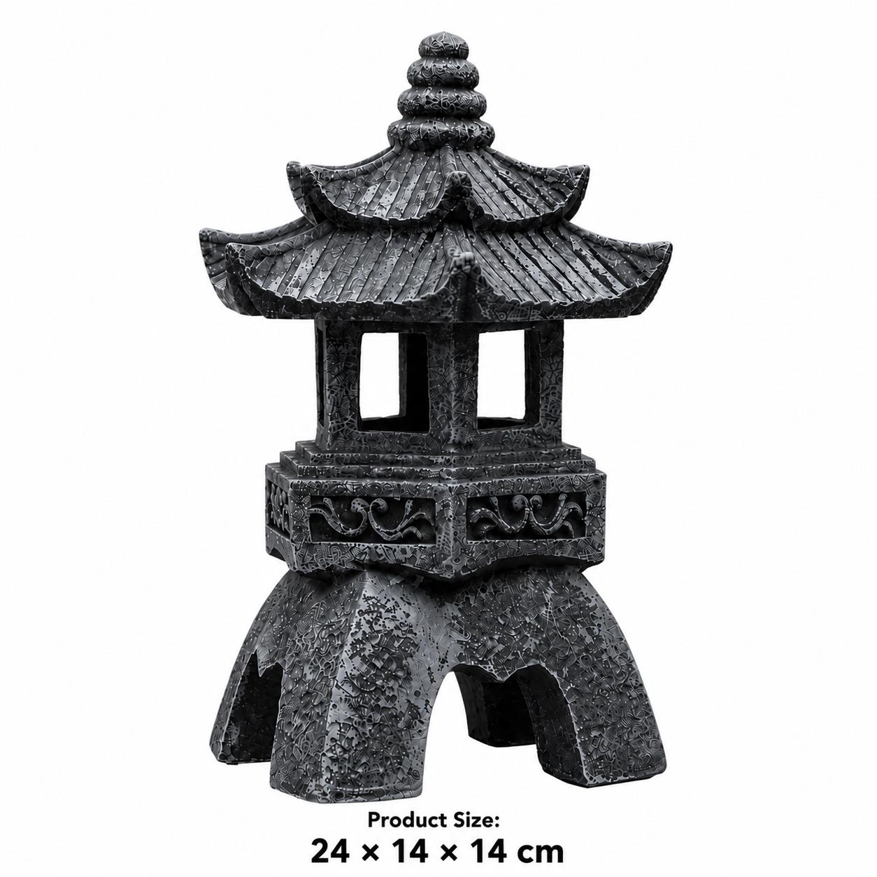 Solar Pagoda Garden Lantern, Japanese Style Outdoor LED Light, Resin Landscape Decor, Waterproof Yard Pathway Lamp, Zen Ornament,Solar Light